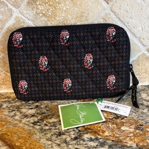 Vera Bradley Retired Houndstooth Brown Wallet with Floral Design NWT